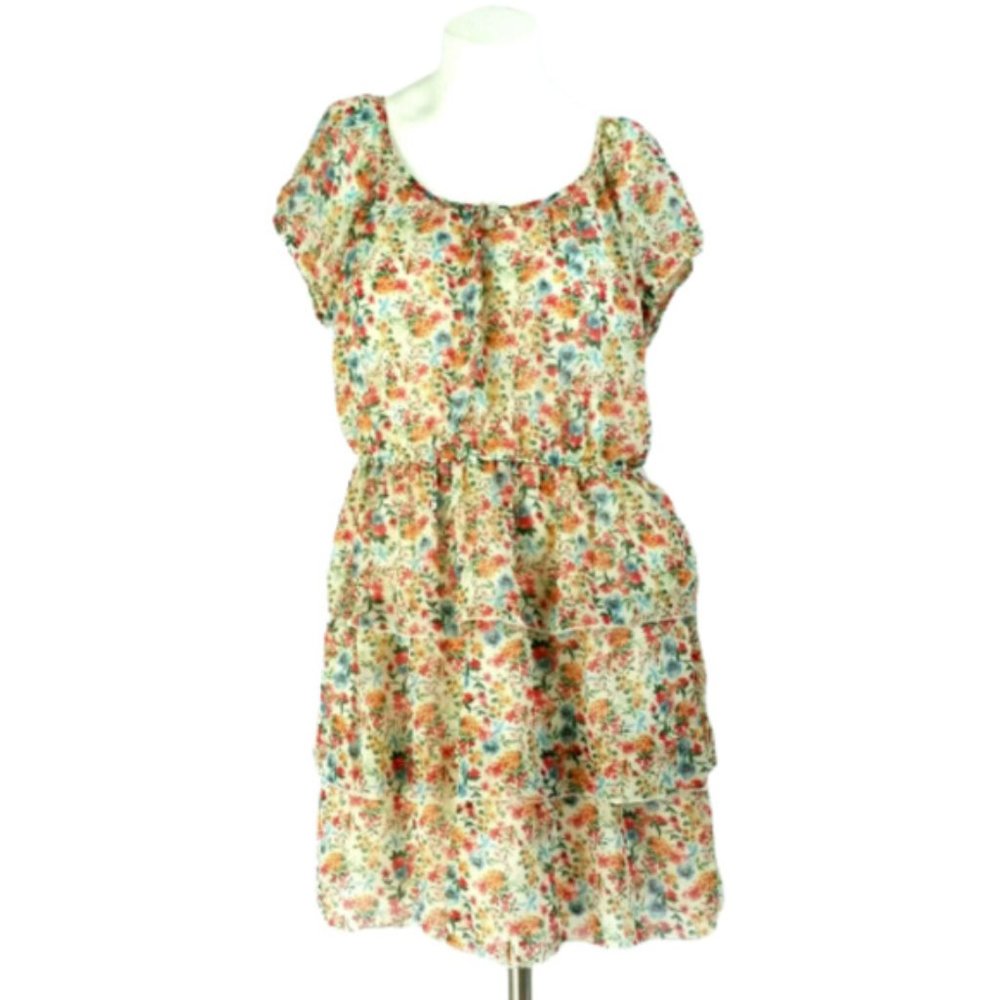 As U Wish Floral Tiered Chiffon Boho Country Dress